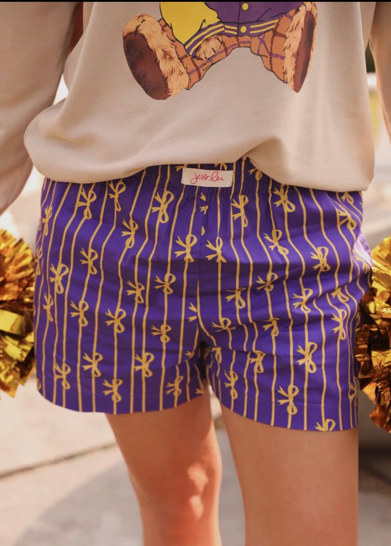 Purple/Gold Bow Shorts