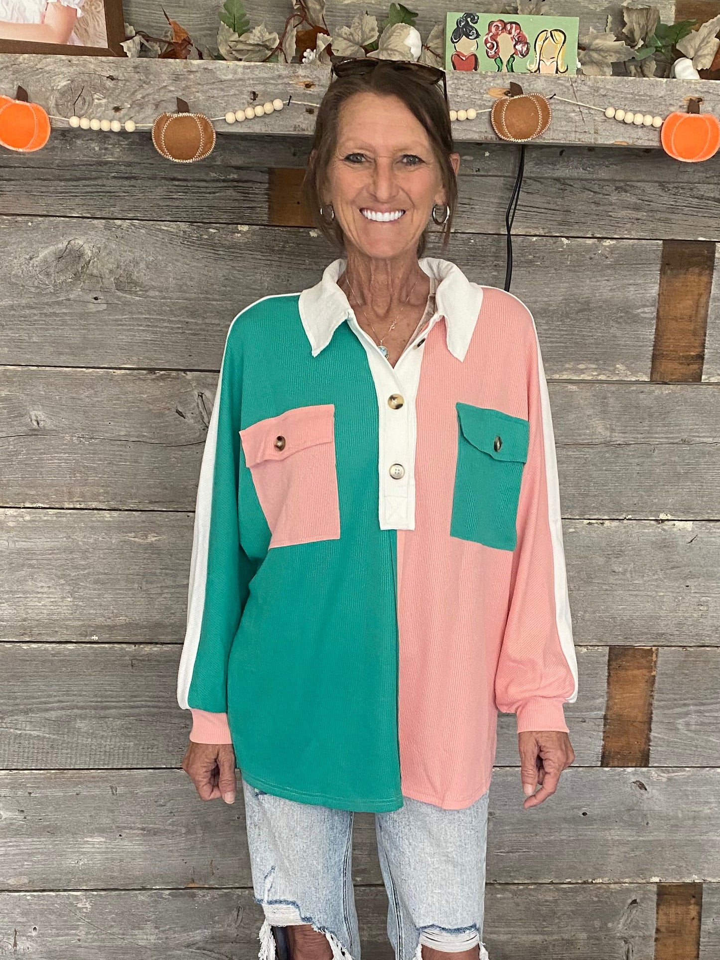 Green/Pink Top