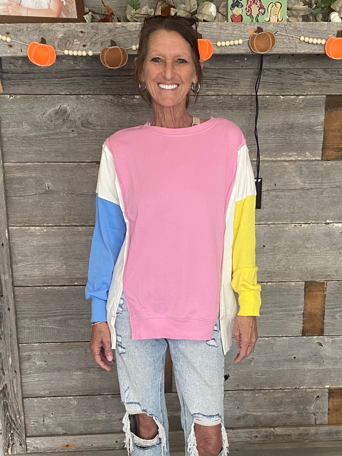 Pink Color Block Top