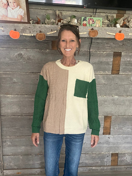 Brown/Green Sweater Top