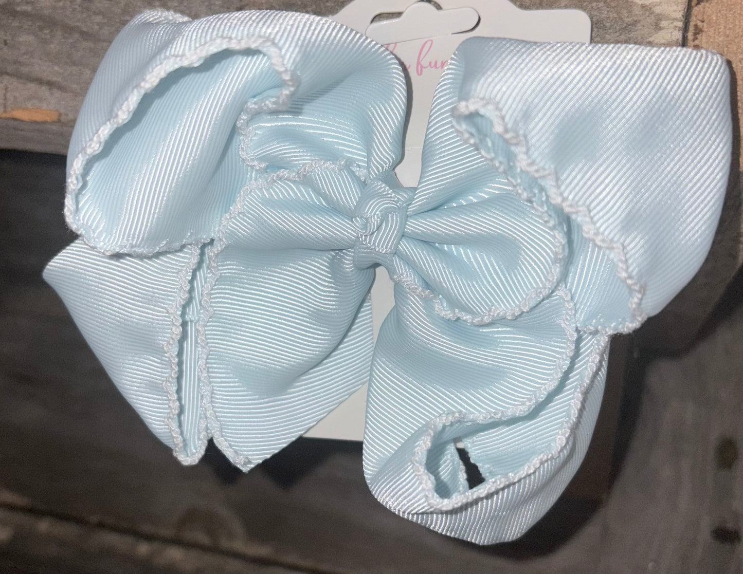 Ice Blue Moonstitch Bow 5in