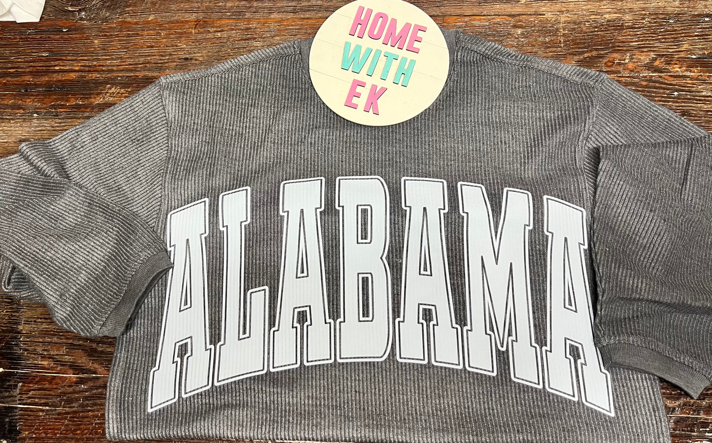 Oversized Text Corded Crew