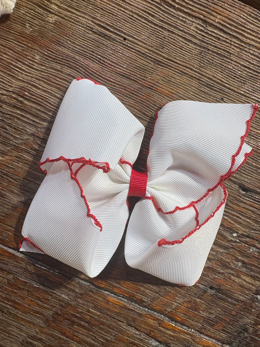 Red Scalloped ABC Moonstitch Bow