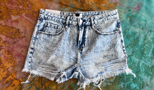 Acid Wash Light Denim Shorts