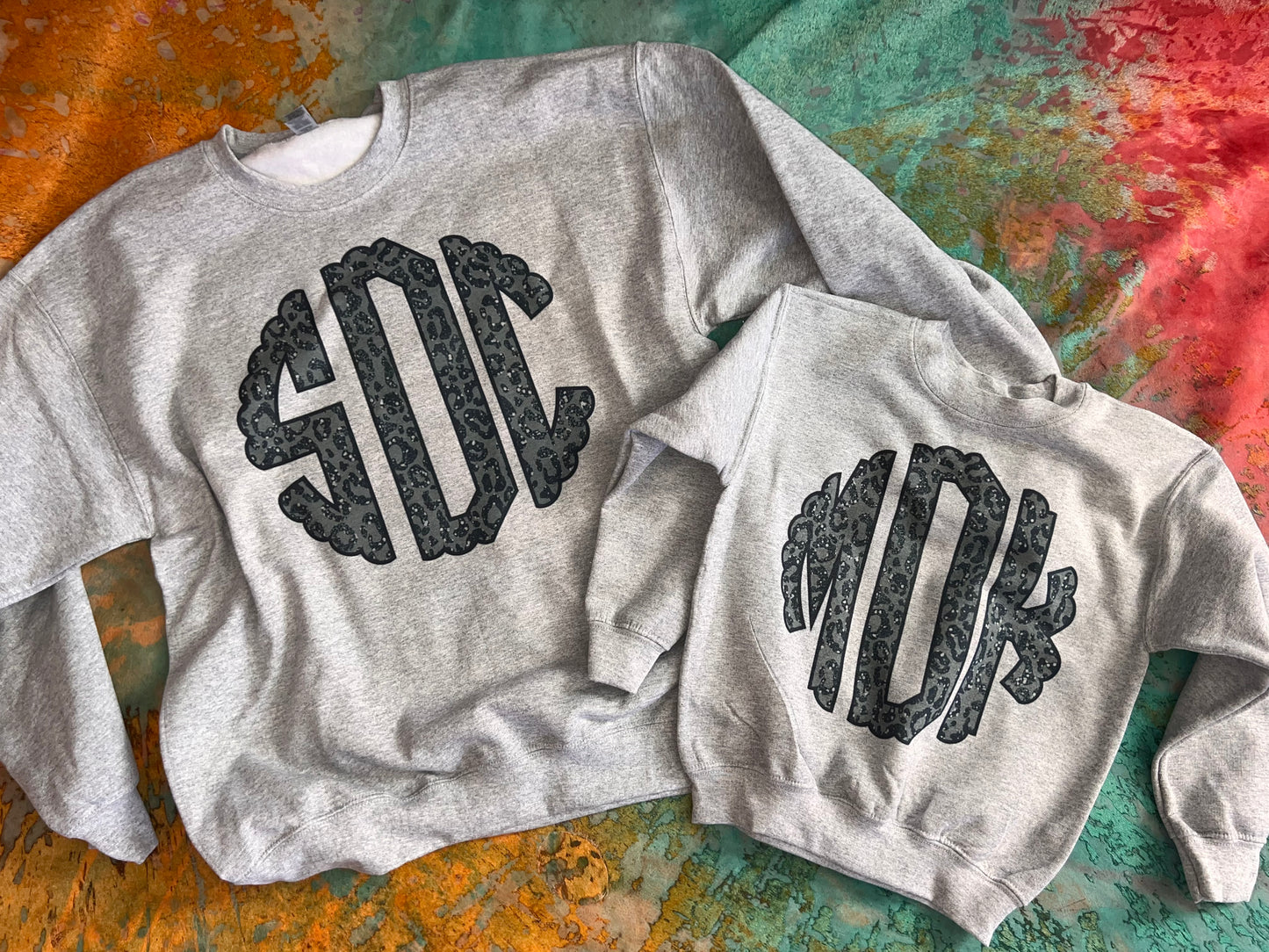 Glitter Leopard Monogram Sweatshirt